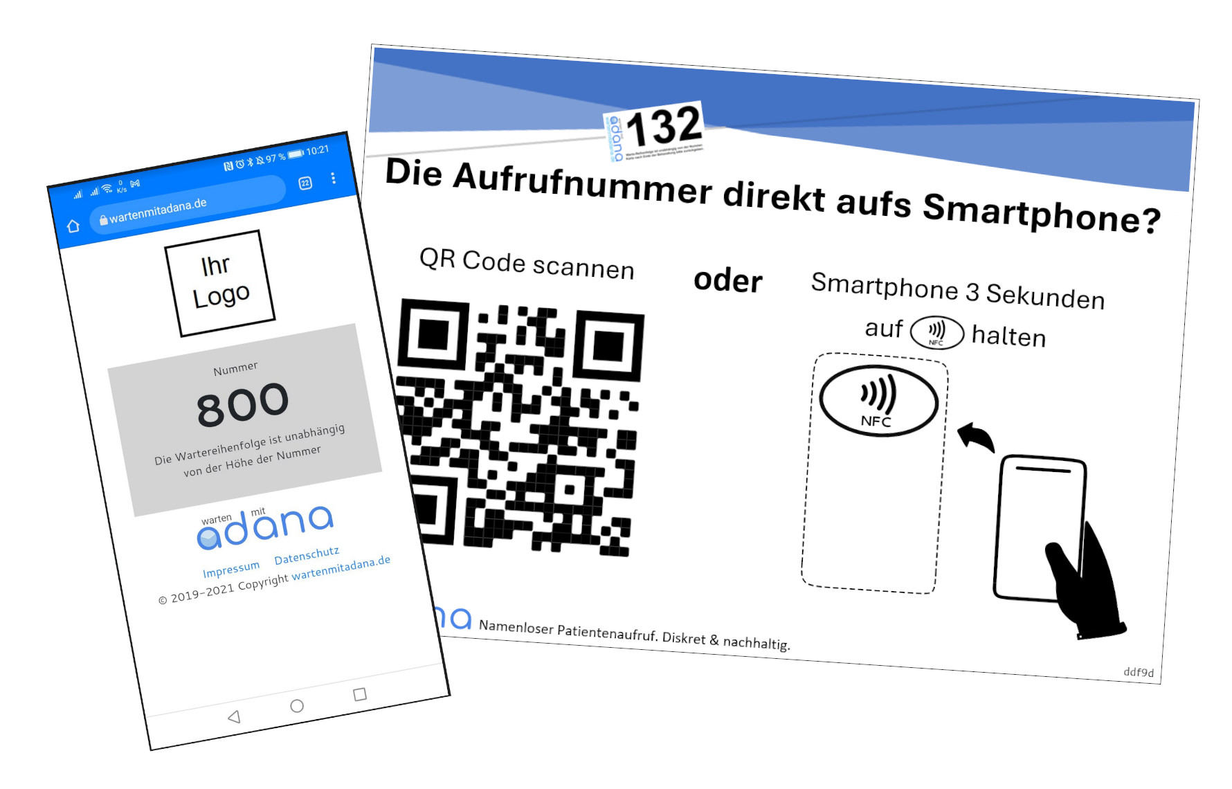 Aufrufnummer Ticketsystem auf Smartphone