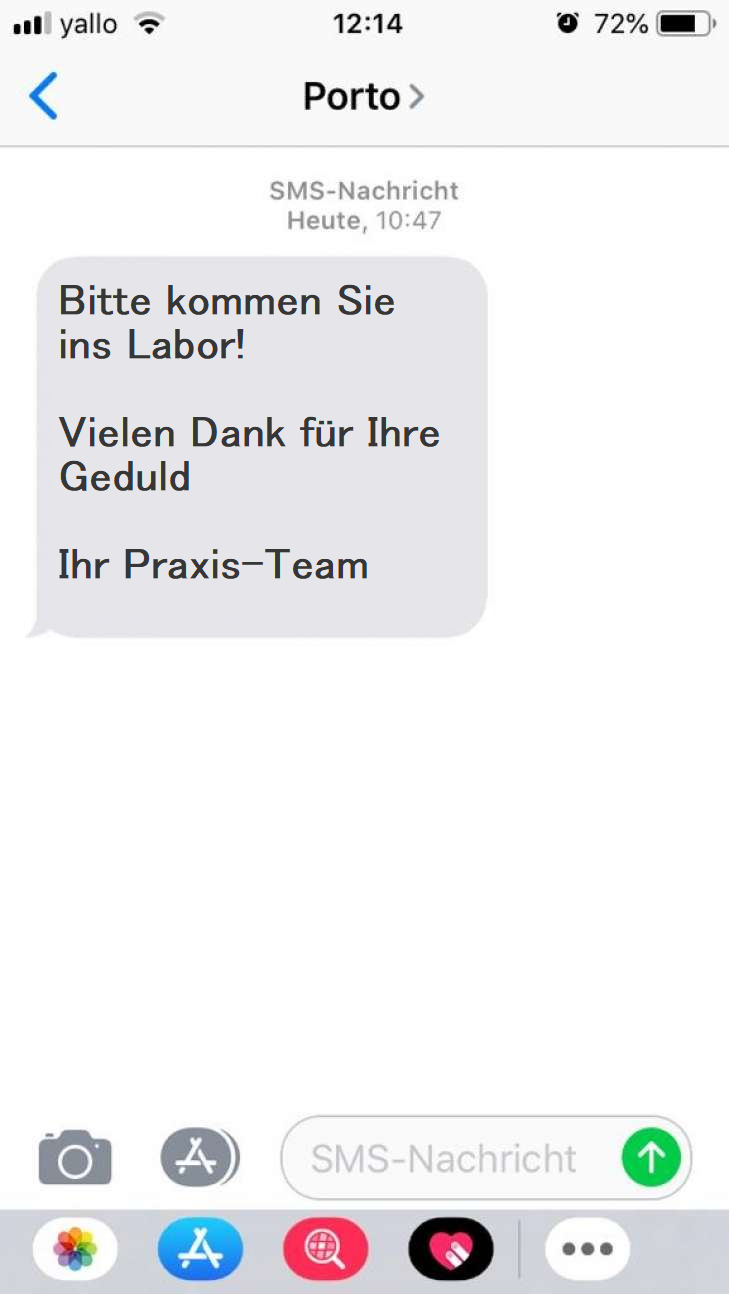Patientaufurf per SMS in der Arztpraxis